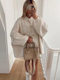 Women's Knits Oversized Casual Cardigan Women Sweater Single Breasted O-neck Fashion 2024 Spring Office Female Sweaters All-match Top Coat