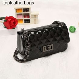 Bright Matte Jelly Bag 2023 with Diamond Grid Chain Small Bag Mini Square Bag One Shoulder Crossbody Bag Women's Bag