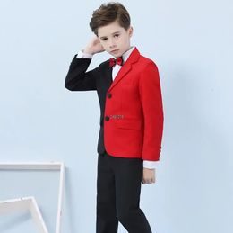 Flower Boy Patchwork Ceremony Suit Kids Formal Jakcet Vest Pants Wedding Tuxedo Dress Children Birhtday Party P ograph Costume 231228