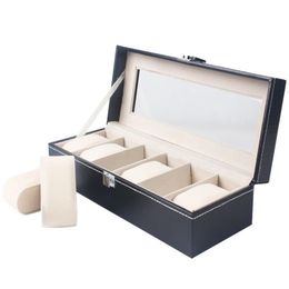 Fashion Watch Boxes 6 Slots PU Wood Watches Box Window Organizer boxes for Size 6 Slot Watchs Cases Jewelry Display Case Storage H226z