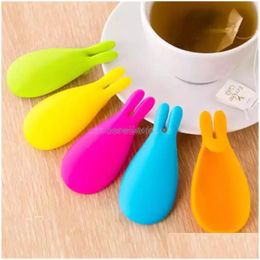 5 Colours Sile Gel Rabbit Shape Tea Bag Infuser Holder Candy Colour Mug Gift Sil Stand Aa Drop Delivery Dhhro