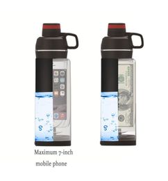 Diversion Water Bottle with Phone Pocket Secret Stash Pill Organiser Can Safe Plastic Tumbler Hiding Spot for Money Bonus Tool 22974634