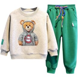 Baby Boys And Girls Clothing Set Spring Autumn Children Hooded Outerwear Tops Pants 2PCS Outfits Kids Teenage Costume Suit 231227