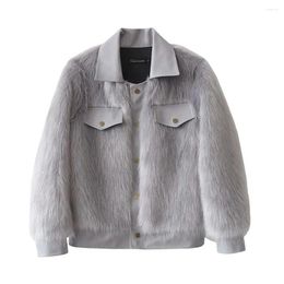 Women's Jackets Faux Fur Coat For Women PU Leather Patchwork Motorcycle Jacket Short Overcoat Warm Winter Fashion High Quality