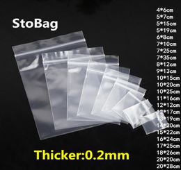 StoBag 100pcs Thick Transparent Zip Lock Plastic Bags Jewelry Food Gift Packaging Storage Bag Reclosable Poly Custom Print 2010219944981