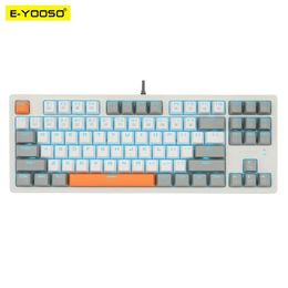 EYOOSO K620 USB Mechanical Gaming Keyboard Wired Blue Red Switch Monochrome LED Backlit 87 Key for Compute Laptop PC 231228