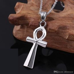 pendants classic silver Egyptian Jewellery Stainless Steel Pendant & Chain For Men Key To Life Egypt Cross Vintage MP751850
