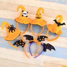 Party Hats Halloween Headbands Hair Band Children And Adt Accessories Pumpkin Hat Cobweb Kids Party Headwear Sticks Drop Delivery Home Dhcrk