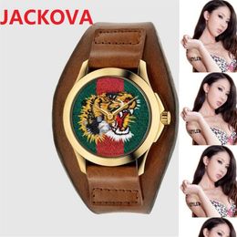 Fashion Famous brand watches women men bee snake tiger pattern nylon fabric leather belt sports classic Quartz Movement Couple Lov273x