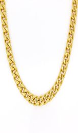 Real 10k Yellow Gold Filled Miami Cuban Chain Necklace 24quot Inch Custom Box Lock Men 10mm width 5mm Thickness Heavy8549470