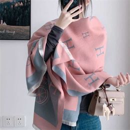 26% OFF scarf New Scarf Women's Winter Shawl Thickened Double sided Warm Knit Versatile Korean Cashmere ins