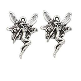 200Pcs alloy Angel Fairy Charms Antique silver Charms Pendant For necklace Jewelry Making findings 21x15mm228j