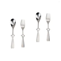 Dinnerware Sets 4 Pieces Salad Serving Utensils Stainless Steel Spoon And Fork Tableware Cutlery Set Lovers