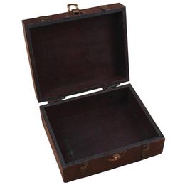 Wooden Vintage Lock Treasure Chest Jewelry Storage Box Case Organiser Ring Gift248f