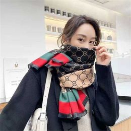 20% OFF scarf CC Extended Scarf Women's Winter European and American Style East Gate Online Red Live Cashmere Double sided Letter Thickened Neck Shawl