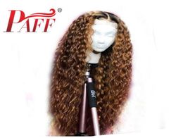 PAFF Ombre Curly Lace Front Human Hair Wigs Brazilian 360 Lace Frontal Wig PrePlucked Bleached Knots Baby Hair9723827