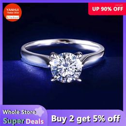 Cluster Rings Certified 18K White Gold Filled Solid Silver 925 Ring 2.0ct Round Created Diamond Women Wedding Accessories Jewellery