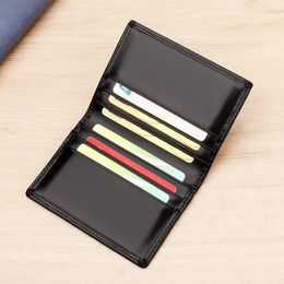 Card Holders Foldable Genuine Leather Holder Wallet For Men Mini Short Thin Case Purse Small Slim Oil Wax Bank ID Cardholder