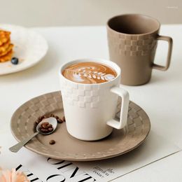 Mugs Ceramic Mug Simple Solid Color Large Volume Milk Coffee Water With A Retro Pair Of Cups