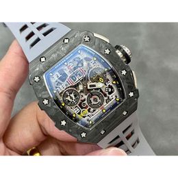 designer Mechanical R i c h a r d Luxury Super style Male wrist watches RM11 NFYY chronogarph gmt skeleton dail watch full uhr carbon fiber case sport clocks