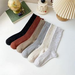 Women Socks Women's Long High Quality Autumn Winter Warm Thick Middle Tube Candy Color Korean Style Trend Elegant Pile For