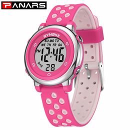 PANARS 2019 Kids Colourful Fashion Children's Watches Hollow Out Band Waterproof Alarm Clock Multi-function Watches for Studen1730