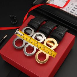 Luxury designer women's belt lychee copper buckle belt Feerigamo men's business belt 105-125cm