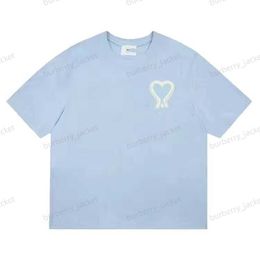 Amis Paris Luxury Women's T Shirt Brand Men's T-shirts Red Love Tees Designers Heart Print Summer Tops Casual Cotton Short Sleeves BG0G