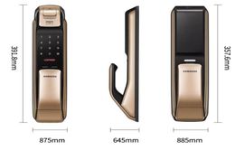 SHPDP718 Lock Keyless Fingerprint PUSH PULL Two Way Digital Door English Version Big Mortise Gold Colour Retail Box4416832