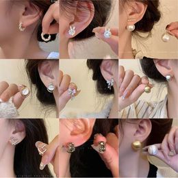 Stud Earrings 925 Silver Needle Pearl Zircon For Women With High Grade Sense Small Group Temperament Cold Wind Forest Style Earrin