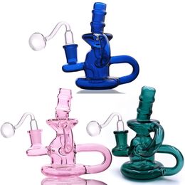 Small Recycler Oil Rigs Glass Water Bong Pipe Heady Hookahs Bubbler Smoking Shisha Pipes with Percolator
