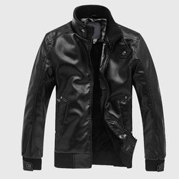 Men Leather Jackets Mens Motorcycle Jacket Stand Collar Coats High Quality Solid Casual Slim Brand Male Clothing 231227