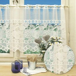 Curtain Lace Coffee White Jacquard Openwork Short Tulle Window Drapes For Kitchen Cafe Cabinet Door Decor