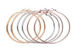 Fashion 58mm Big Hoop Earrings 3 PairsSet Punk Rock Smooth Rose Gold Silver Colour Circle Round Loop Earrings Women Jewelry8346761