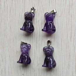 Pendant Necklaces Fashion Good Quality Amethyst Natural Stone Dog Shape Pendants For Jewellery Making 4pcs/lot Wholesale