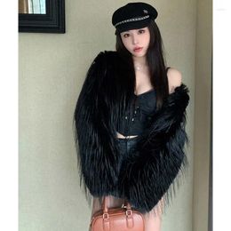 Women's Fur Sexy Faux Short Coat Women Korea Fashion Feather Tassel Cardigan Coats Outercoat Lady Party Elegant Solid Club Outfits