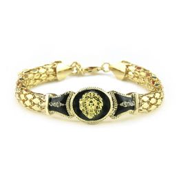 Hip Hop Gold Silver Link Chain Bracelets Male Rock Bangles for Men Bulgaria Jewellery Chunky Lion Head Bracelet221w