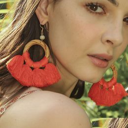 Dangle & Chandelier Fashion Earrings 2023 Exaggerated Tassel Hand-Woven Rattan Long Hoop For Drop Delivery Jewelry Earrings Dhgarden Dhigx