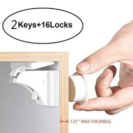 16Pcs Invisible Child Safety Magnetic Proof Cupboard Door Drawer Locks Kids 231227