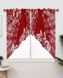 Curtain Christmas Red Pine Needle Texture Short Living Room Kitchen Door Partition Home Decor Resturant Entrance Drapes