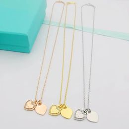 T home jewelry designer women's fine chain diamond heart pendant necklace bracelet earrings Holiday souvenir gift box