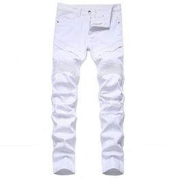 Men's Slim Fit Denim Pants Fashion Elastic Small Feet Casual Jeans European And American Style Digital Design Plus Size 231227