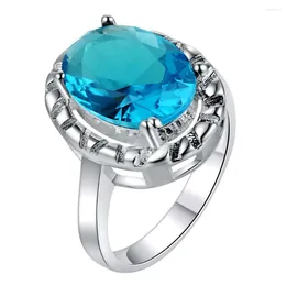 Cluster Rings Fashion Blue Zircon Wholesale 925 Jewelry Silver Plated Ring For Women /GTWCTNQR KCYJDVFW