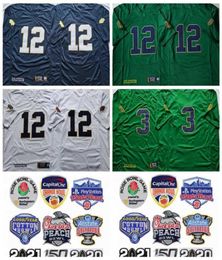 College 12 Tyler Buchner 3 Joe Montana Jerseys University Football Green White Navy Blue Away All Stitched For Sport Fans High1186713