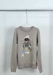 Women's Sweaters Mixed Color Maillard Series r Family Wearing Hat Walking Dog Silly Little Bear Sweater