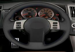 Car Steering Wheel Cover Handstitched Black Artificial Leather For Infiniti FX FX35 FX45 20032008 Nissan 350Z 200320096405595