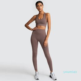 Qp trapstar Yoga Outfits Seamless Gym Clothes Woman Sportswear 2 Piece Exercise Leggings Padded Sports Bras Women Fiess Wear Workout Sets