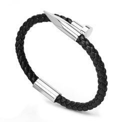 Mcllroy Bracelets Men brackelts Bangles Pulseiras 6mm Weave Genuine leather Nail bracelet Charm love cuff bracelet masculina1454393180974