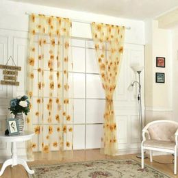 Curtain 100x200cm Sheer Sunflower Panel Home Decor Room Divider Valance Drape