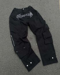 Y2k Haruku Hip Hop Retro Black Multi Pocket Cargo Pants Man New Punk Gothic Baggy Jeans Wide Leg Trousers Streetwear